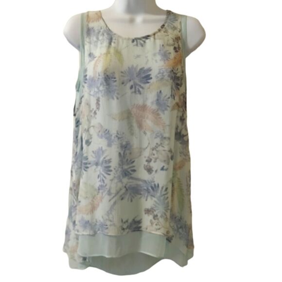 NVELOP layered floral chiffon hi low tank size M - Picture 1 of 7